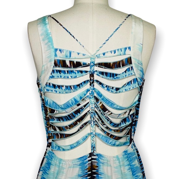 Charlie Jade Silk Ladder Back Marlow Dress in Blue Tie Dye Print Size Small - Picture 7 of 16